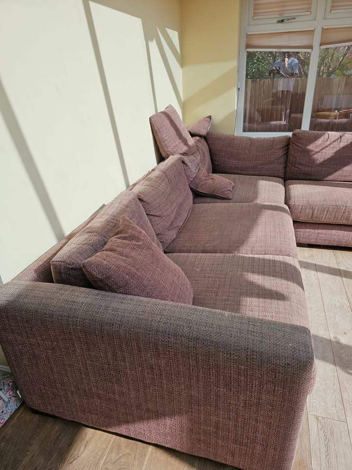 Large DFS Modular Corner Sofa – Brown / Mauve – Collection Only