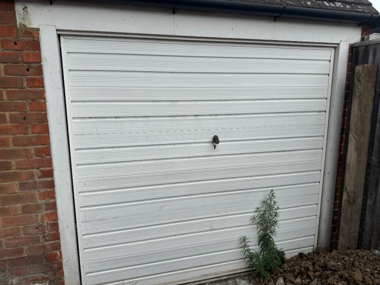 Garage white metal door