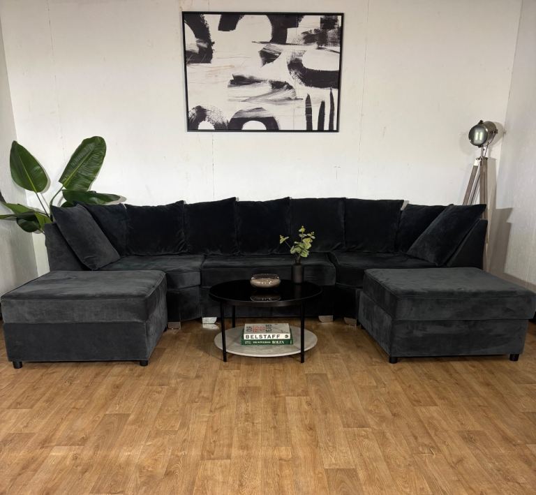 Black U Shape Sofa FREE DELIVERY AVAILABLE! £300