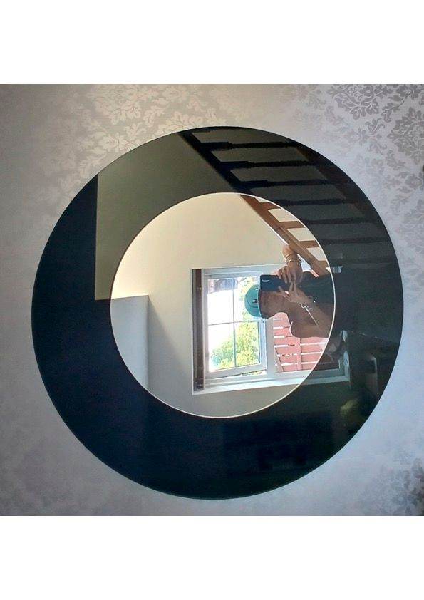 Stylish Circular Mirror – Black Trim, Good Condition