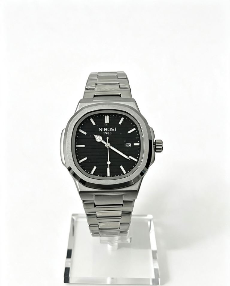 NIBOSI MENS BUSINESS WATCH - SILVER/BLACK