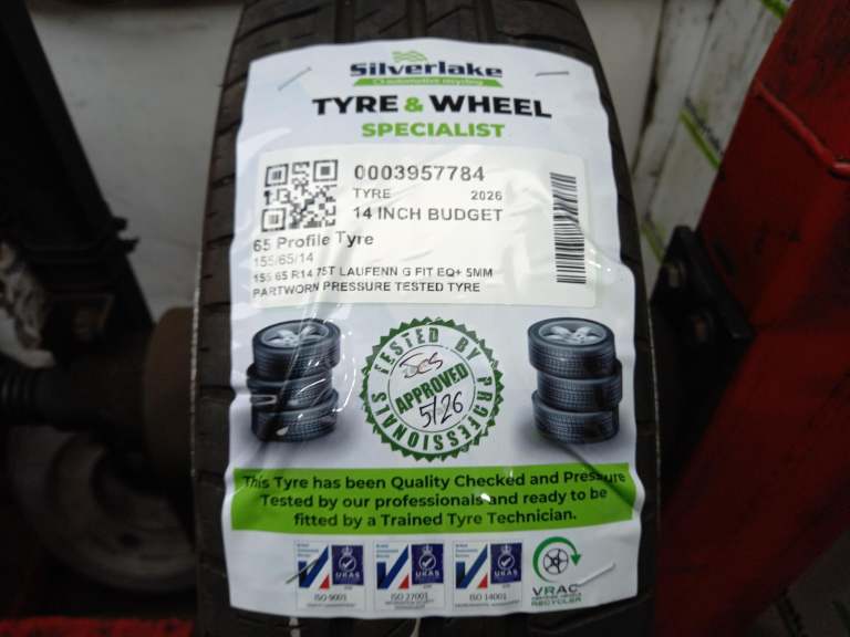 155 65 R14 75t Laufenn G Fit Eq+ 5mm Partworn Pressure Tested Tyre