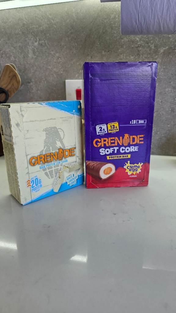 2 boxes of grenade protein bars