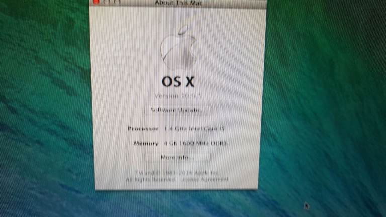 apple macbook air osx yosemite a1466 proessor intel core i5 1.4ghz 4g memory intel hd 