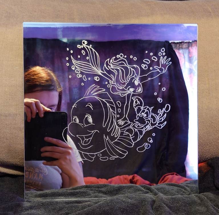 image for My Little Mermaid Hand engraved Mirror 