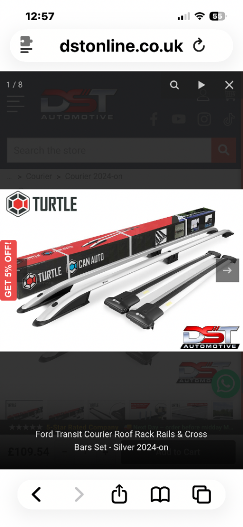 BNIB Ford Transit Courier Roof Rack Rails & Cross Bars Set - Silver 2024-on 