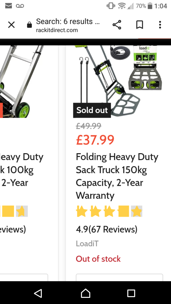 LoadiT Folding Heavy Duty Sack Truck 150kg Capacity