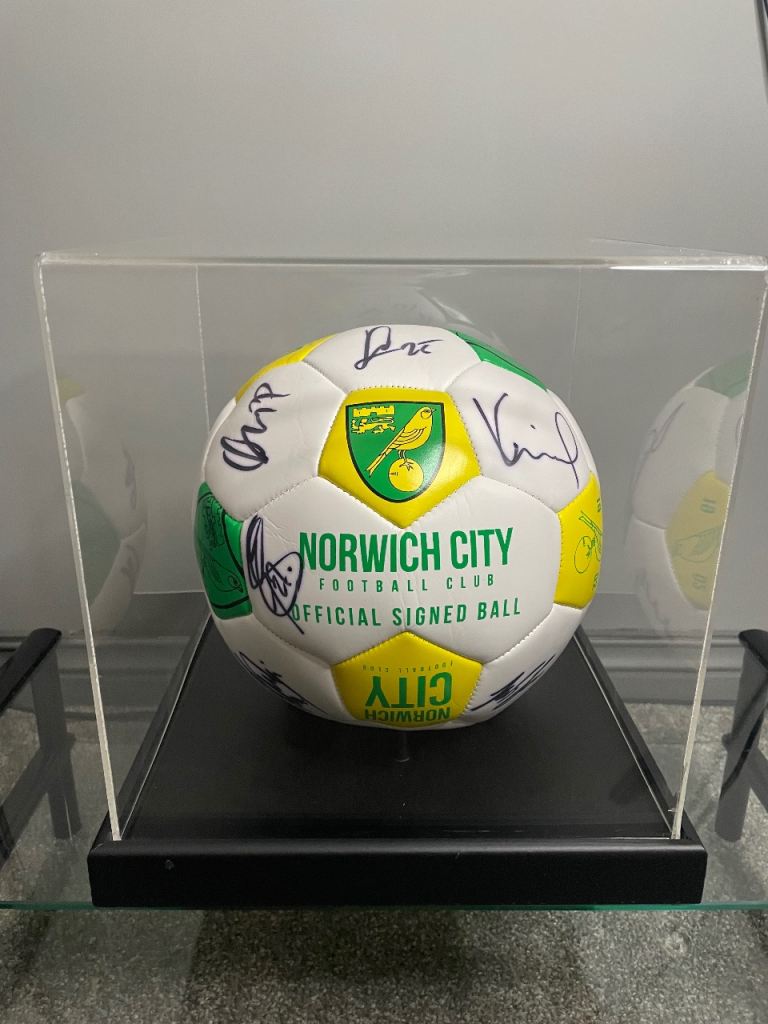 Norwich City FC Signed Football – 2020/21 Squad Autographs, With Display Case