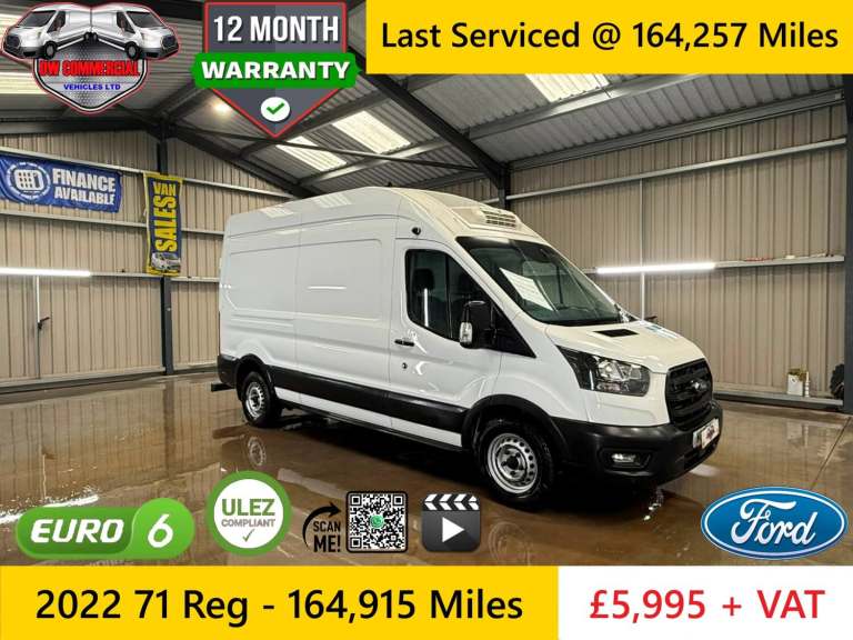 2022 71 Reg Ford Transit 350 L3H3 130BHP EcoBlue Fridge Van + VAT