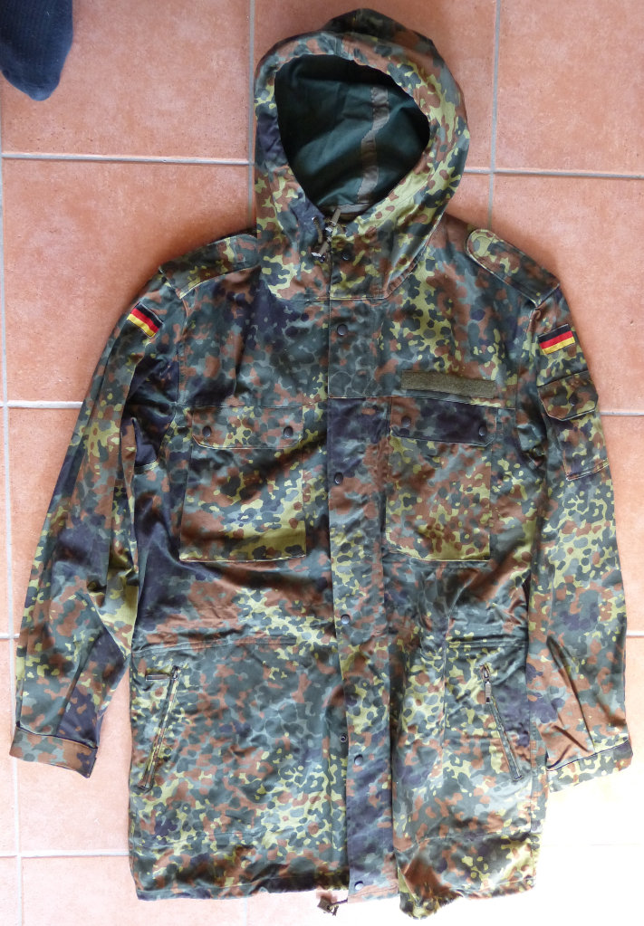 GENUINE GERMAN ARMY TRENCH COAT FIELD JACKET PARKA FLECKTARN CAMOUFLAGE XXL 2XL