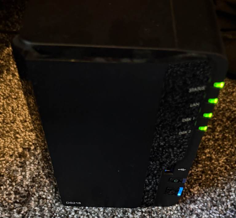 Synology DS218 2 Bay NAS with 2 x 18 TB drives so 36 TB total raw storage