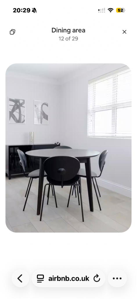 Modern Black Dining Table with Four Chairs – Good Condition