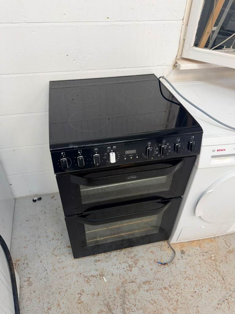 Belling Double Oven Electric Cooker - Black, Good Condition