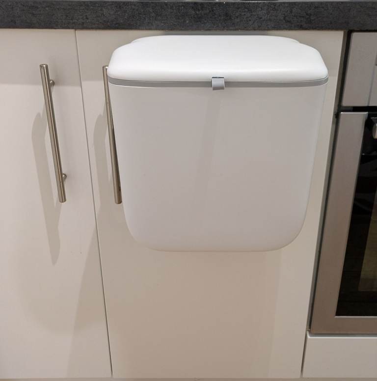 White Wall-Mounted Kitchen Compost Bin - As Good As New