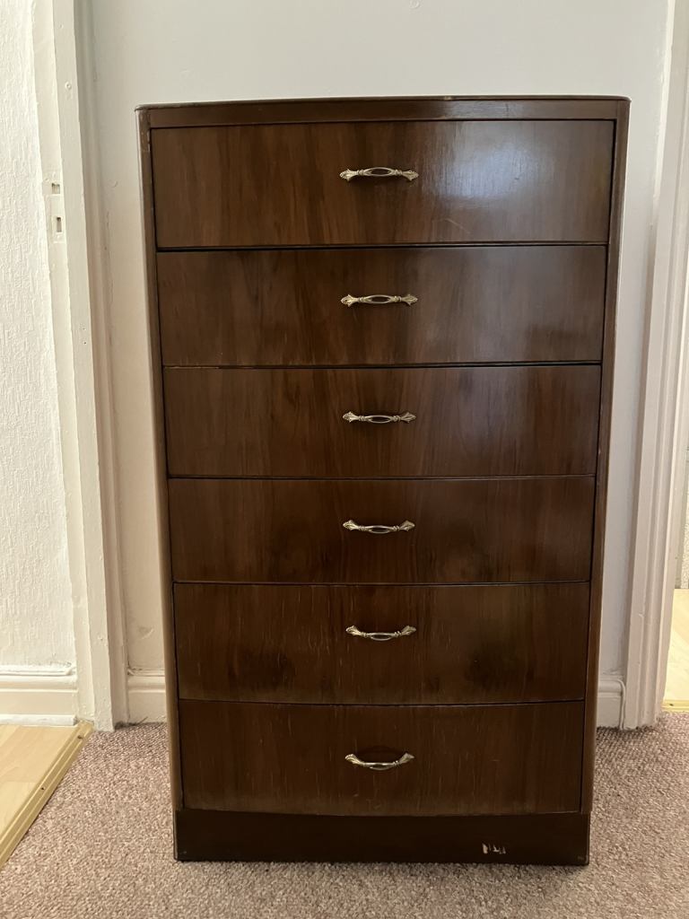 Vintage chest of 6 drawers,CWS Ltd, London Cabinet Factory, Enfield