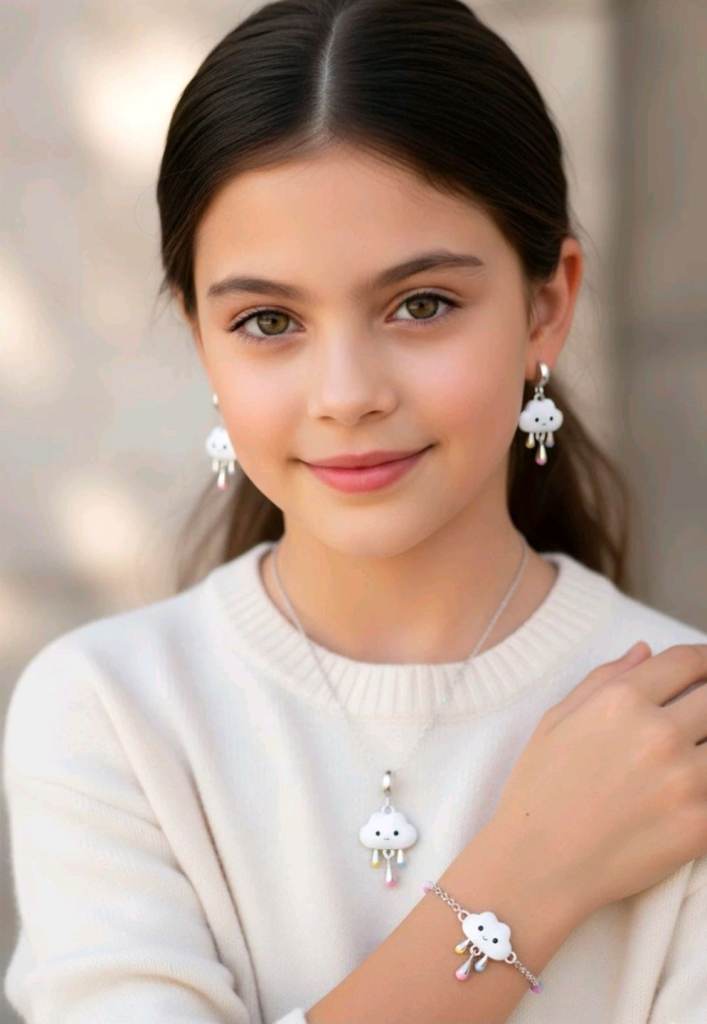 18ct Gold plating Solid 925 Silver Set Cute New Trendy Gifts for Girls and Women Jewelry Set