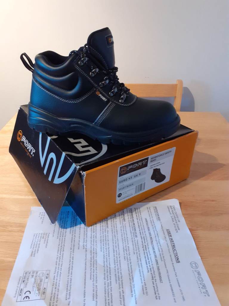 Men's Fort Workforce Leather Safety Boots Steel Toe and Mid Sole UK size 9