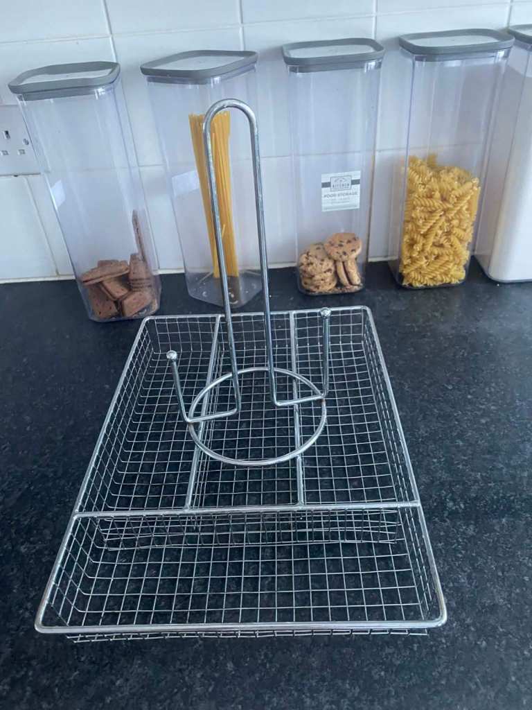 chrome cutlery tray & kitchen roll holder collection only
