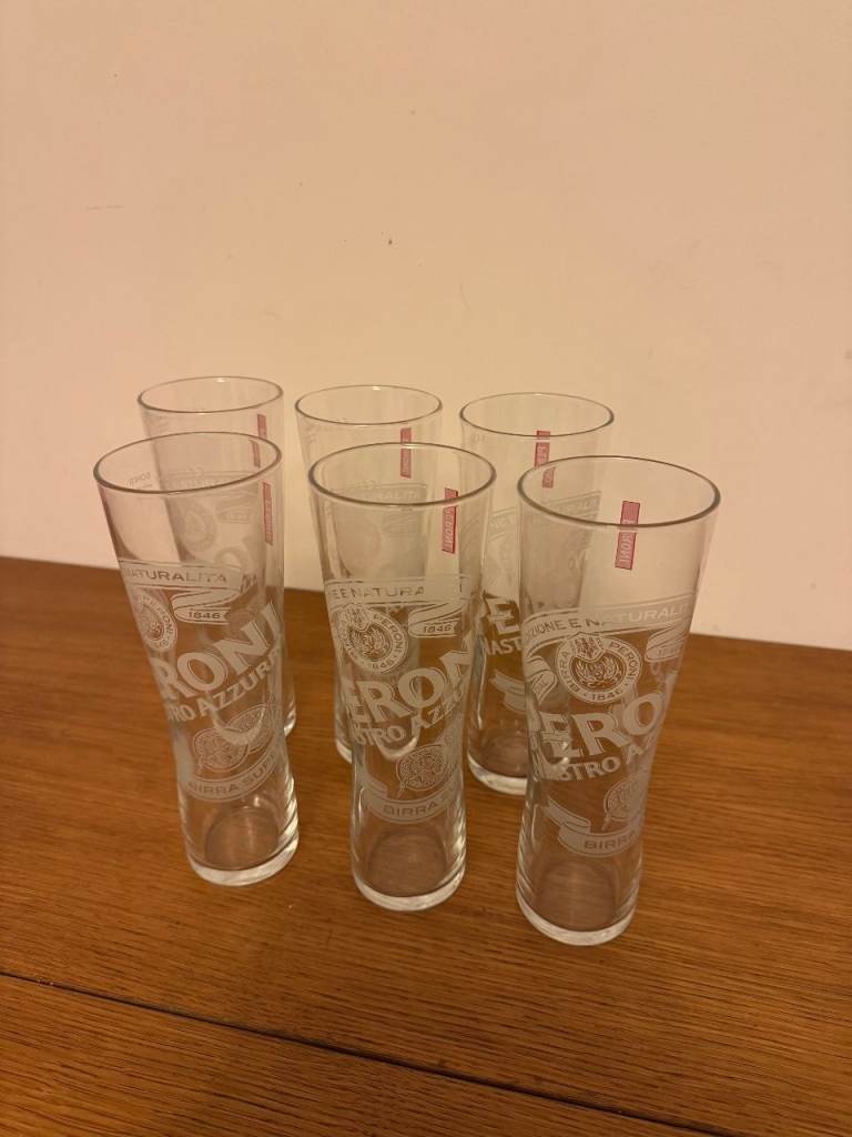 6 Peroni Pint Glasses