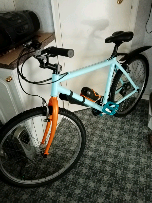 For sale Halfords bike blue orange forks