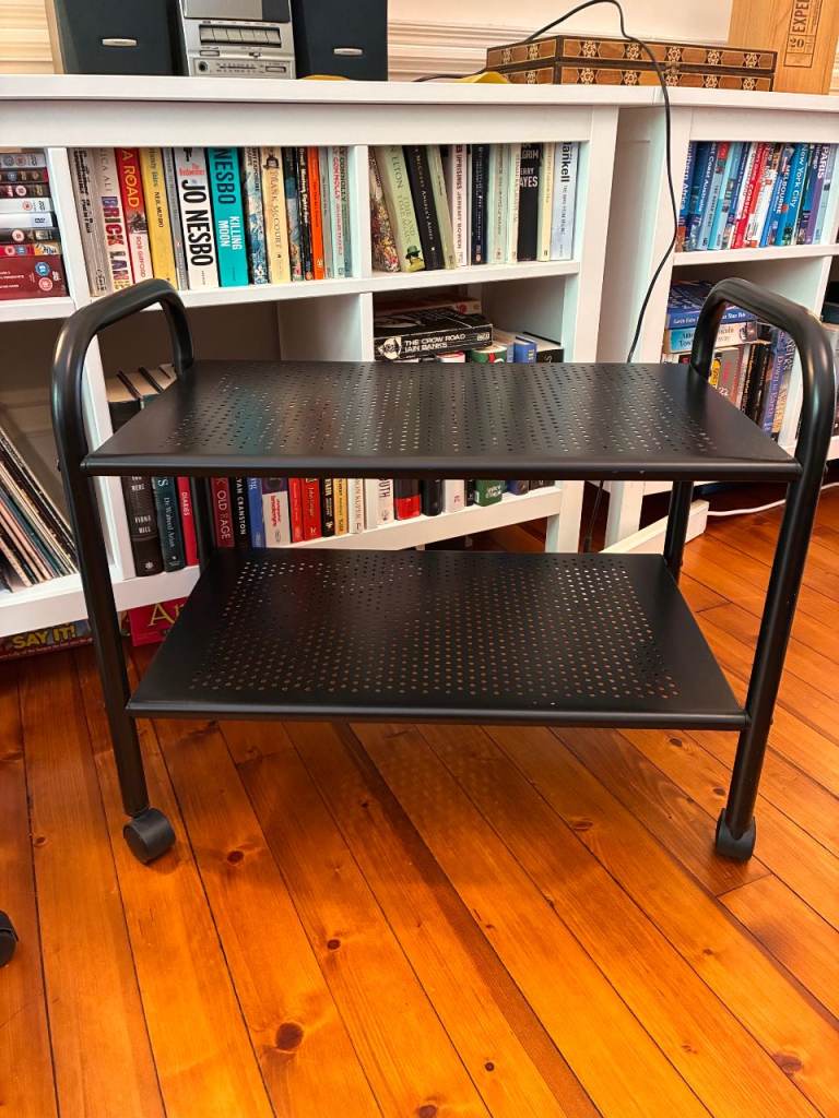 Black Metal 2-Tier Storage Trolley on Wheels – Good Condition. 1 of 2 for sale.