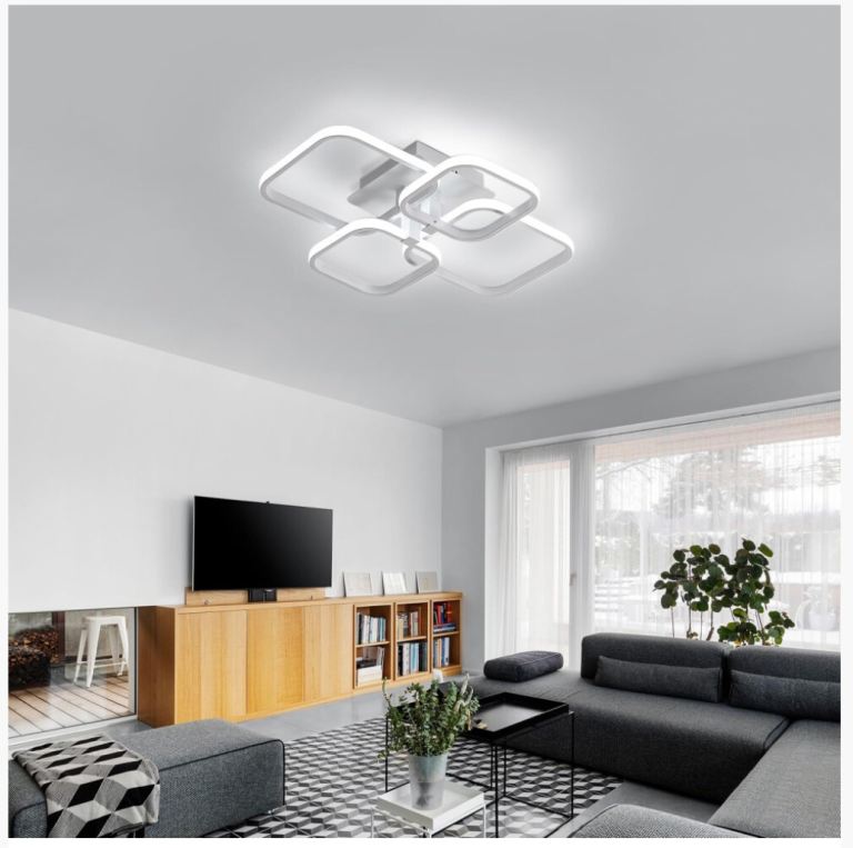 Modern LED Ceiling Light, White Squares Design Chandelier  60W 4500LM
