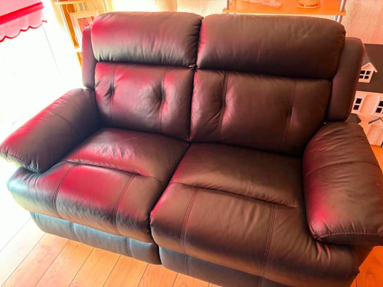 Black leather sofa x2