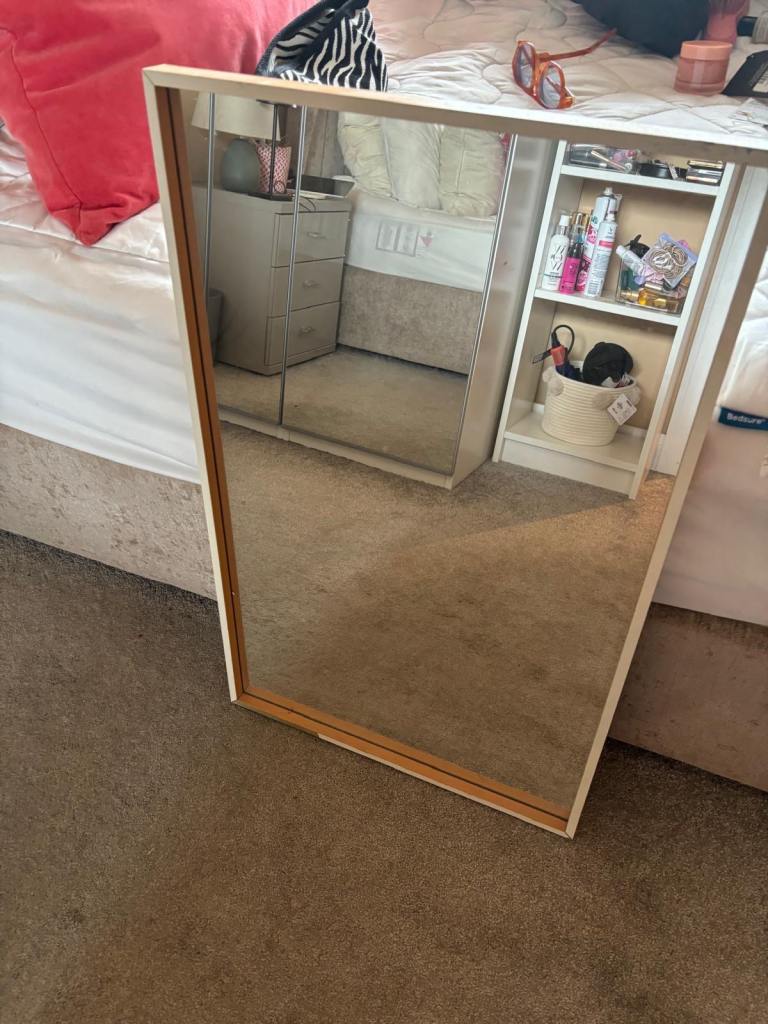 White Framed Mirror –  Condition