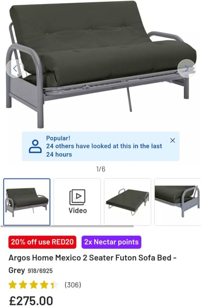 Free 2 seater futon sofa bed