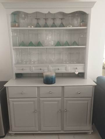 light grey welsh dresser Large Vintage Light Grey Welsh Dresser main image 0