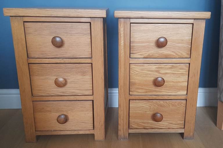 Solid oak bedside tables