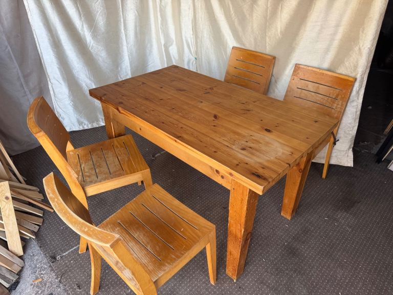 Pine dining table with 4 chairs  Can deliver 