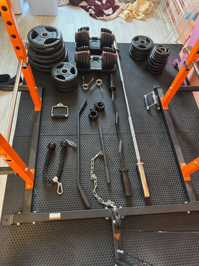 Massive Home Gym Bundle – Rack, Weights, Bench & Cable System. Like New - Total Weights 193kg