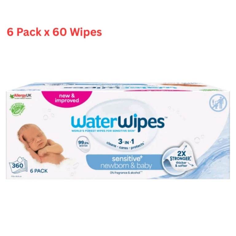 WaterWipes Sensitive Baby Wipes - 6 Pack (360 Wipes Total)