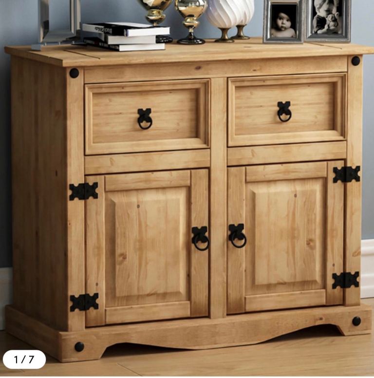 Corona Solid Sideboard 2 Door 2 Drawer Wood Pine Wooden Dresser Cabinet
