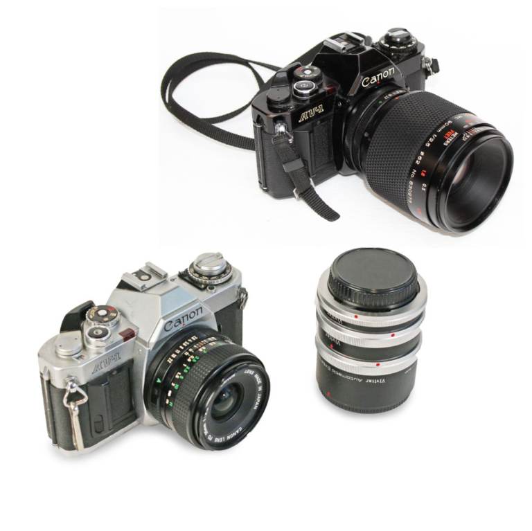 2 x Canon AV-1 35mm Film Cameras with Lenses