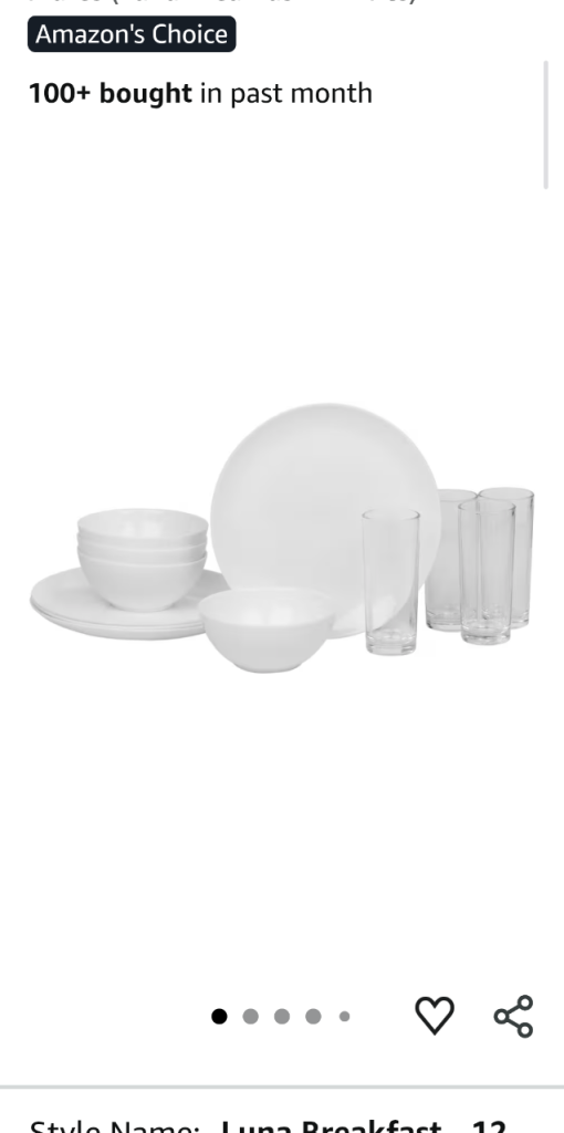 12Pcs Opal Glass Breakfast Set - 4 Bowls, 4 Plates, 4 Glasses