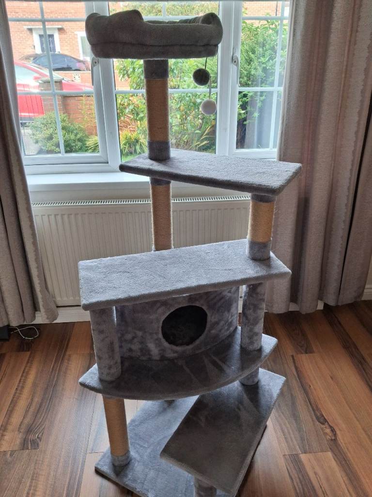 Pets at Home Lily Climb and Hide Cat Tower - Grey, Excellent Condition