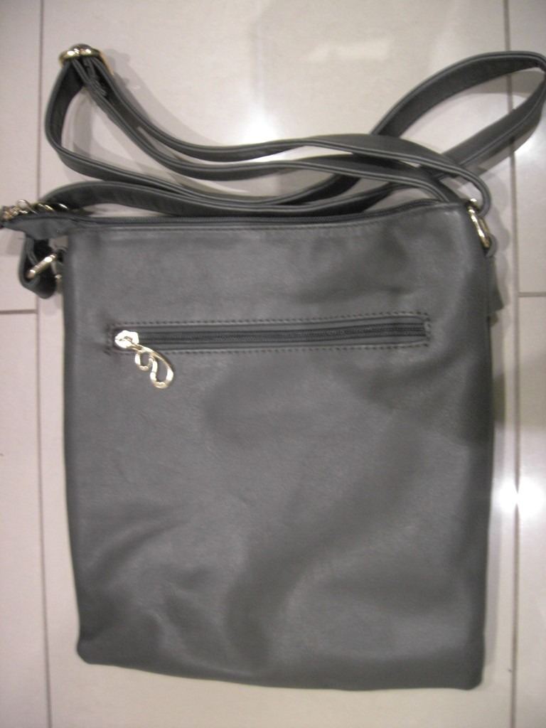 GREY LEATHER CROSSOVER BAG