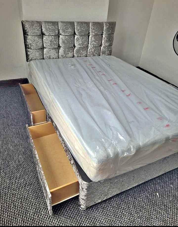 ✅Doublee headboard single base with storage drawers and mattress