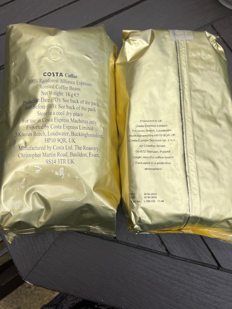 Costa Coffee 1kg Roasted Coffee Beans – New