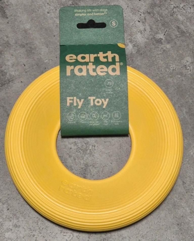 Brand new Earth Rated Fly Dog Toy in bright yellow – size Small