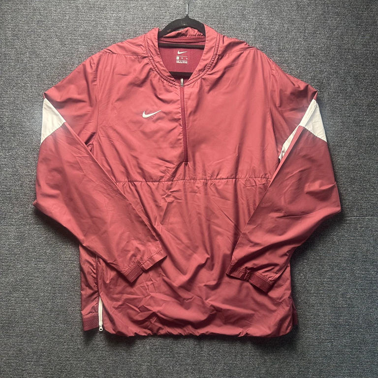 Nike Half-Zip Windbreaker Jacket Crimson Red White Swoosh