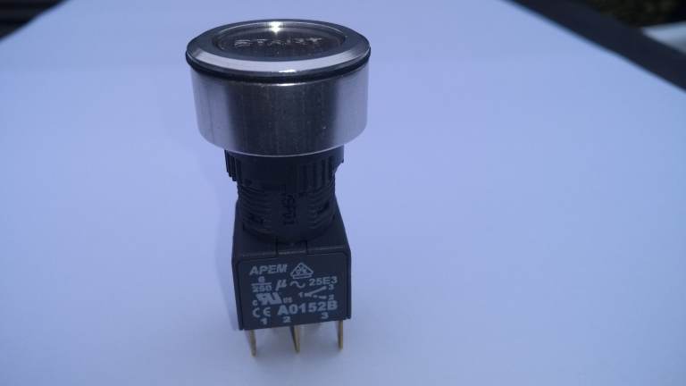 6 Apem (Savage) brushed steel push button LED illuminated switches 