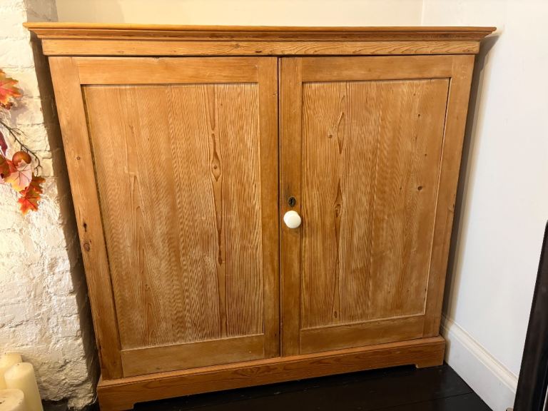 Antique stripped pine housekeeper / pantry cupboard