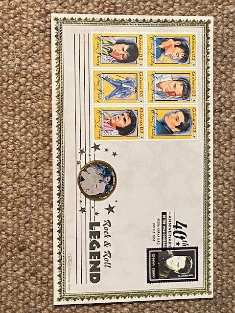 V.RARE: Elvis FDC Stamp & Coin 40th Anniversary Ghana ONLY 150 MADE NR MINT