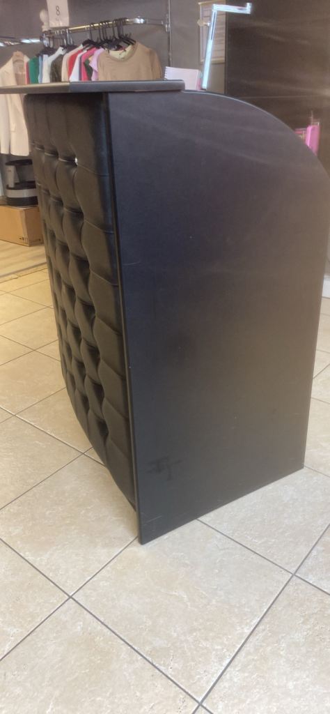 Black Tufted Reception Desk / Counter – Good Condition