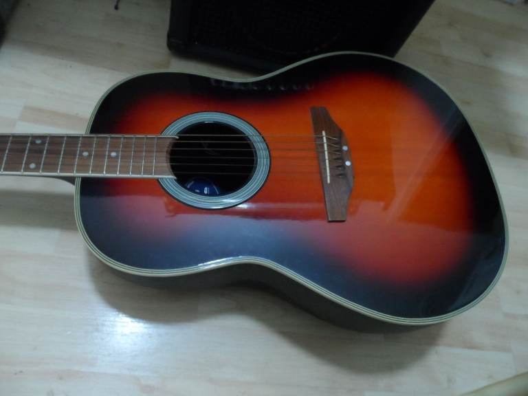 left hand ovation electro acoustic guitar