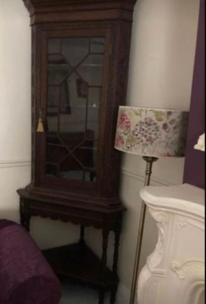 Beautiful Antique Carved Corner Display Cabinet 