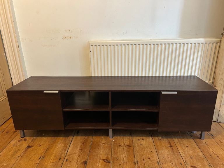 Walnut Brown TV Unit with Storage and Shelves